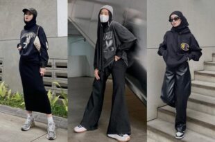 Outfit Serba Hitam Wanita Hijab